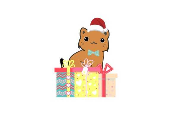 Cat Christmas Illustration with Gifts: A Graphic Design Asset for Handmade Creators