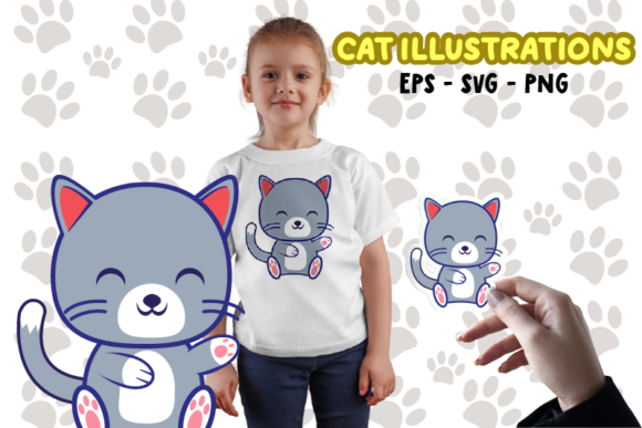 Cat Illustration Design: A Versatile Graphic for Crafts and Graphics