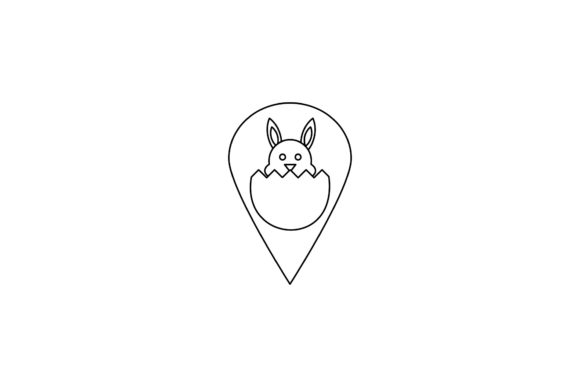 Easter Cute Icon Location Bunny Colorles: A Freebie Graphic for Springtime Crafting