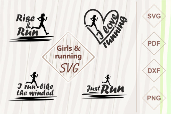 Girls and Running SVG Set for Crafts & Graphic Design