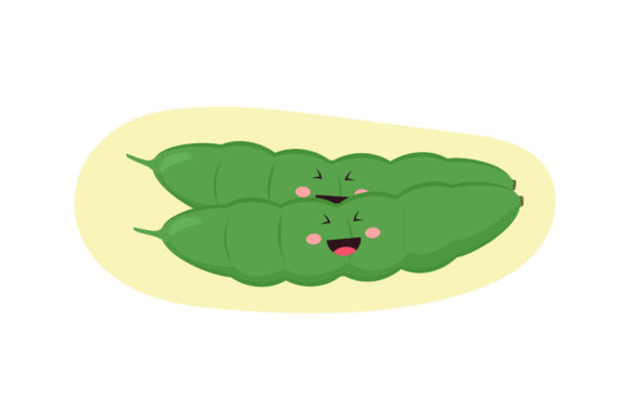 Kawaii Cute Pea Vegetable Graphics for Freebies and Commercial Use